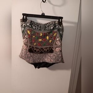 Embroidered Strapless Bustier Top - Multicolor